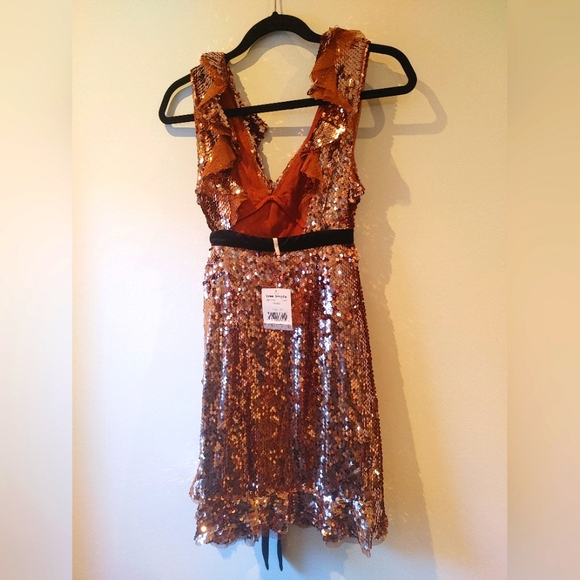 Free People Rose Gold Sequin Tribeca NWT Dress Size 0 - Picture 8 of 14